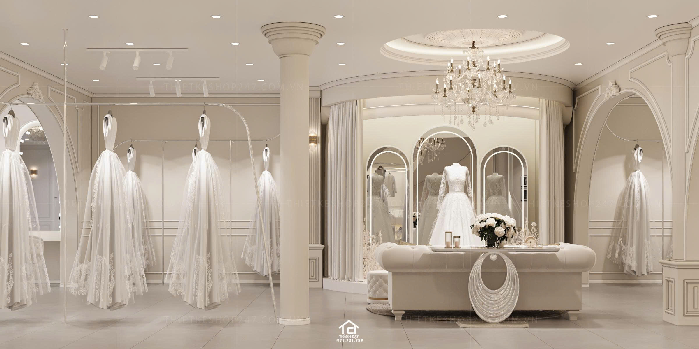 thiết kế studio áo cưới năng động