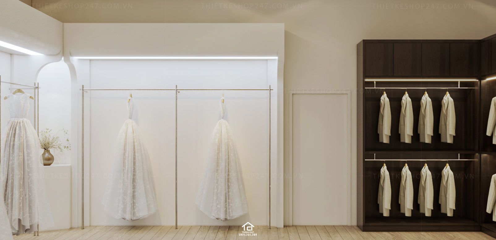 thiết kế studio áo cưới sang chảnh