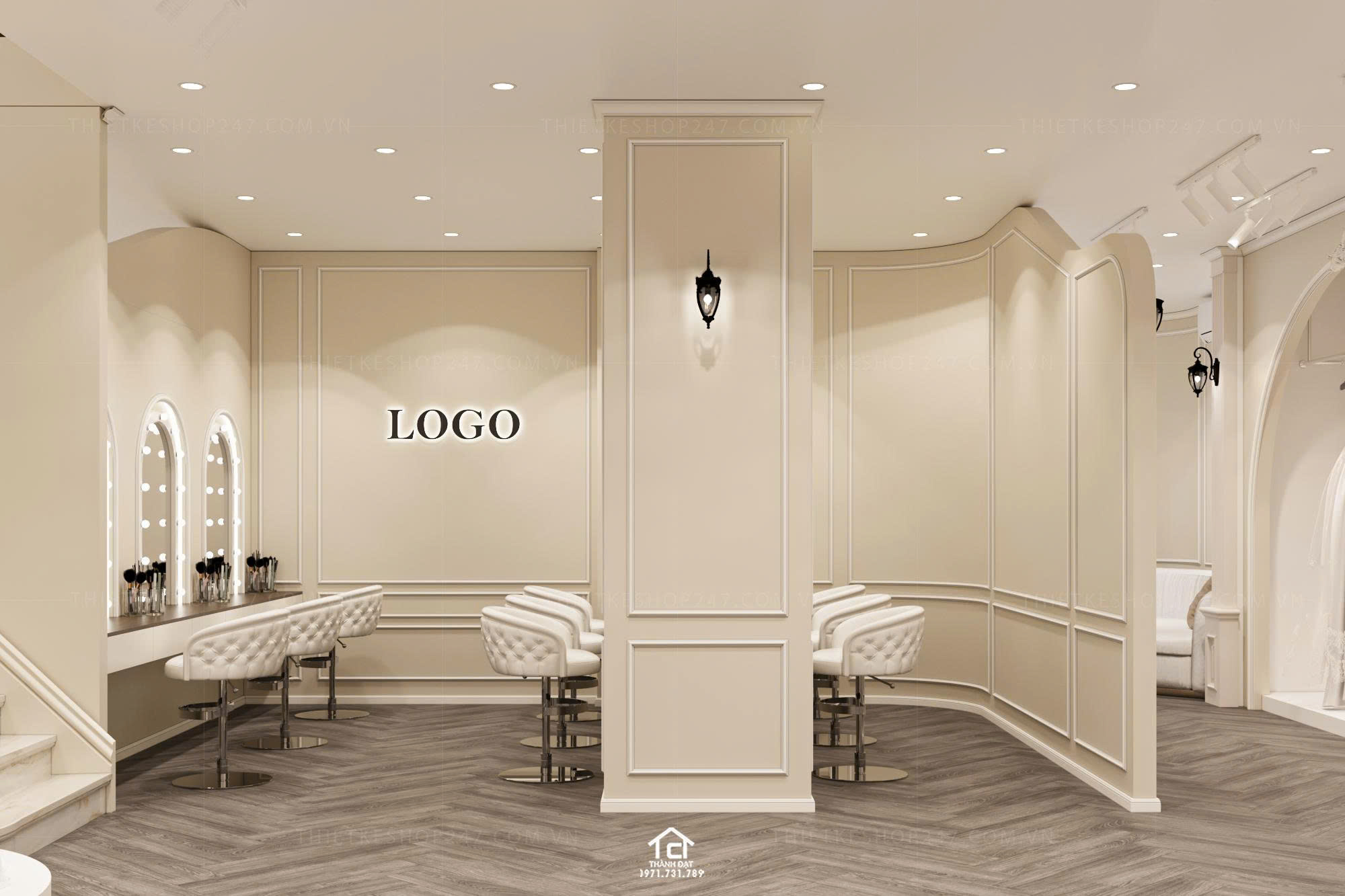 thiết kế studio áo cưới sang trọng