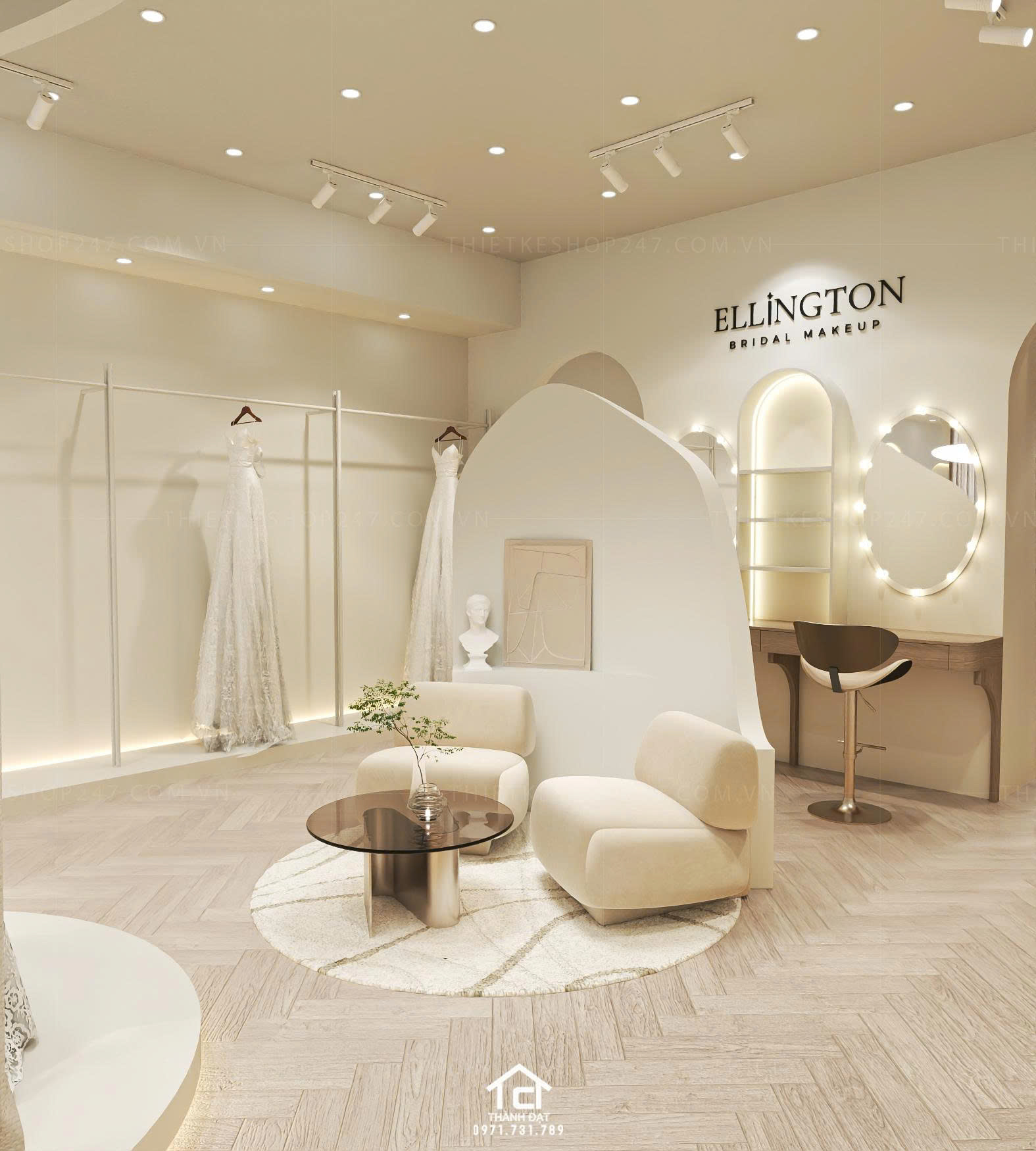 thiết kế studio áo cưới đẹp sang chảnh
