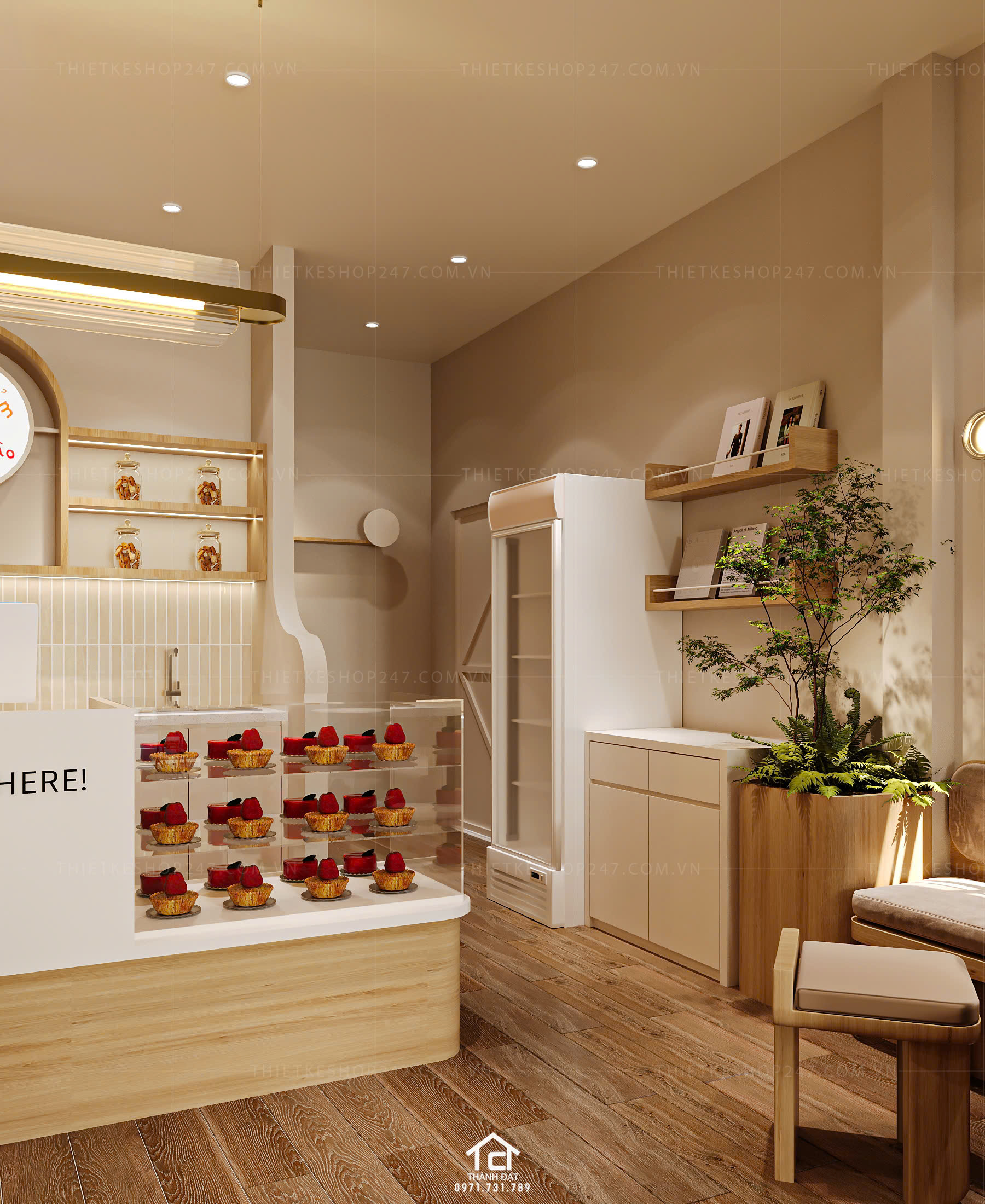 thiết kế tiệm bánh ngọt đẹp bắt mắt