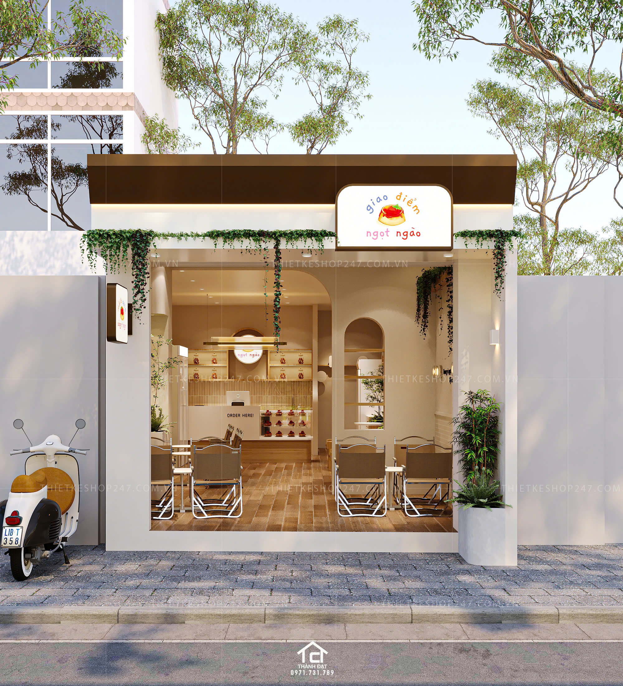 thiết kế tiệm bánh ngọt đẹp hiện đại