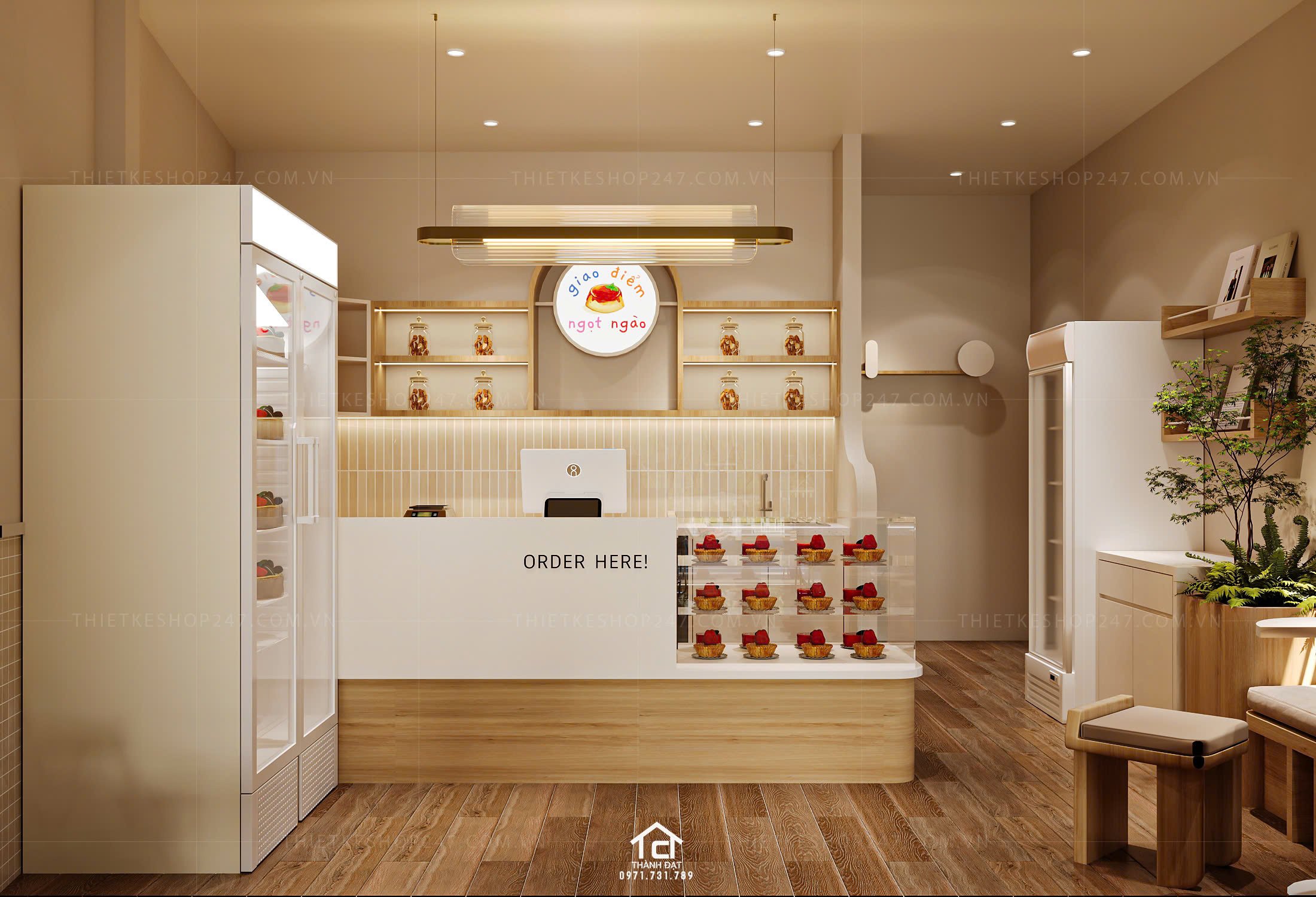 thiết kế tiệm bánh ngọt đẹp năng động