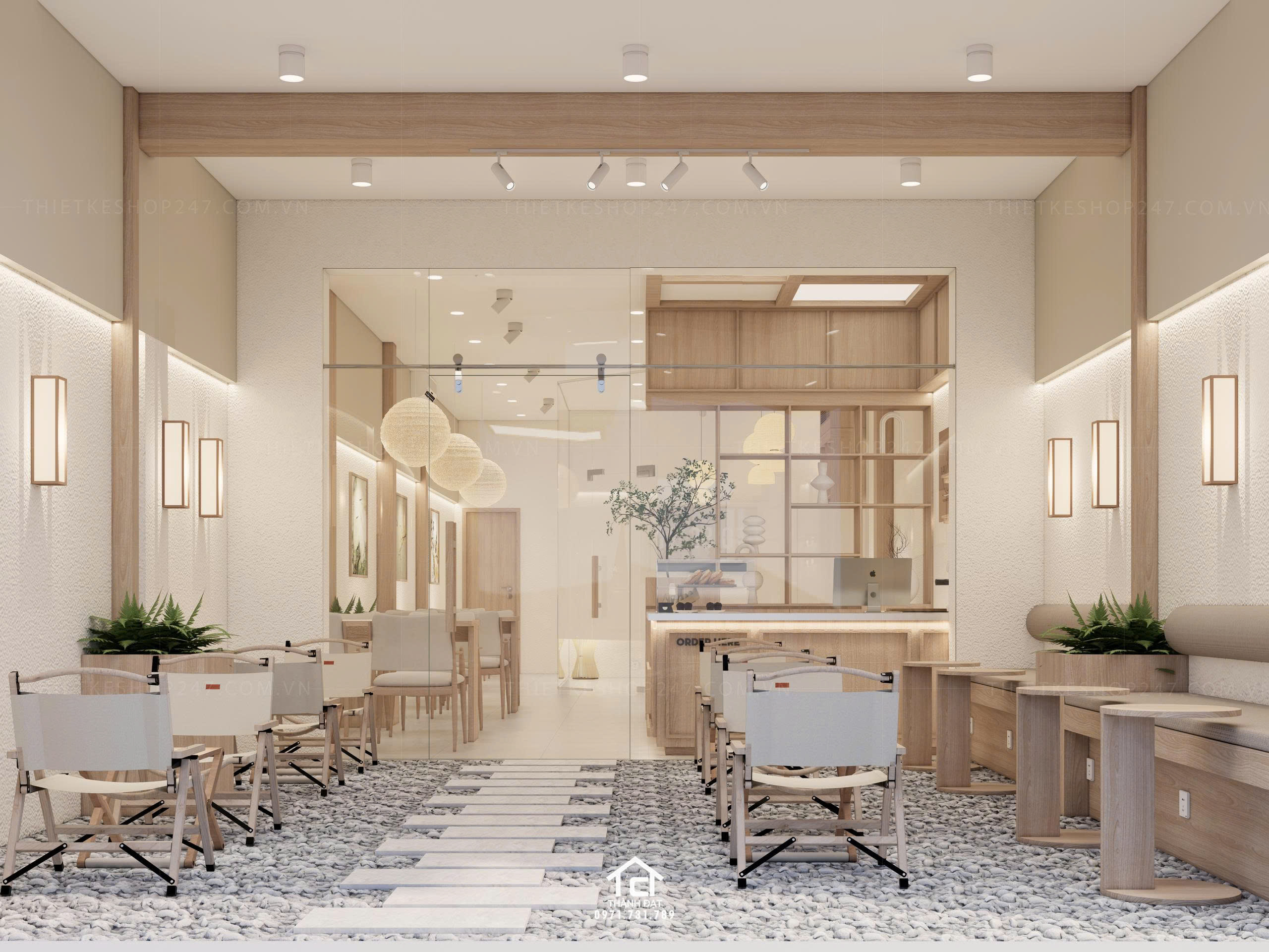 thiết kế tiệm cafe đẹp hiện đại