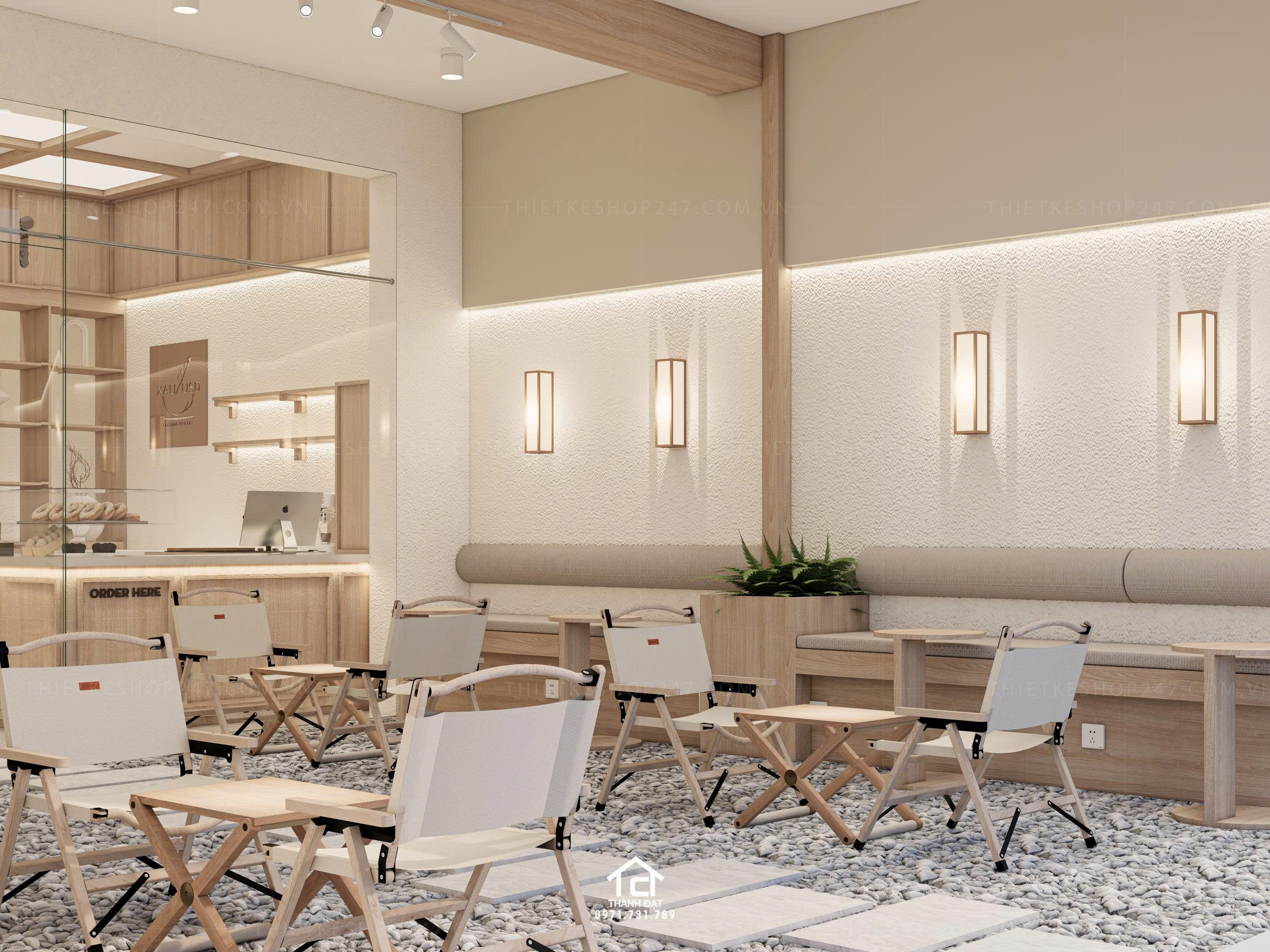 thiết kế tiệm cafe đẹp lung linh