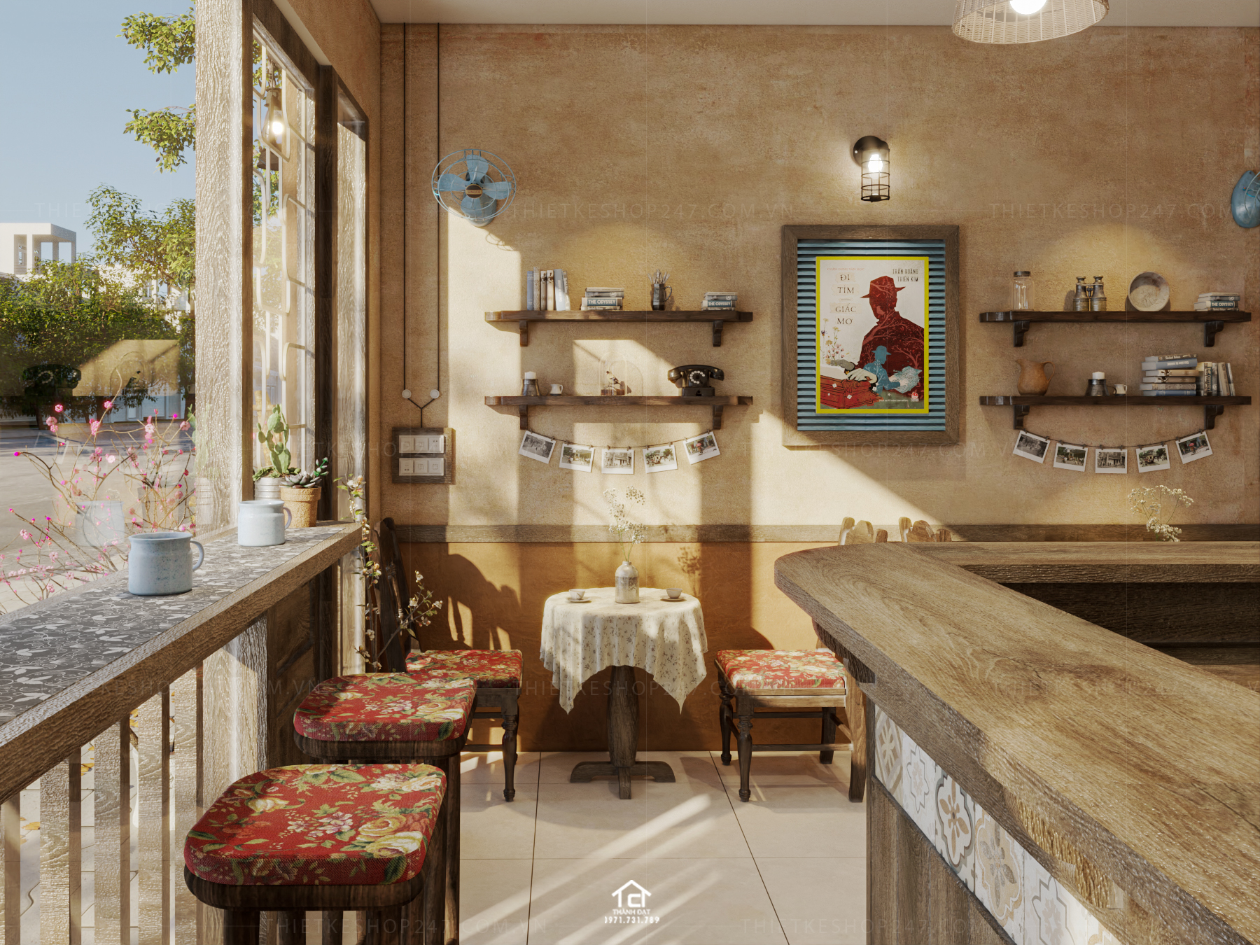 Thiết kế tiệm coffee đẹp mộc mạc