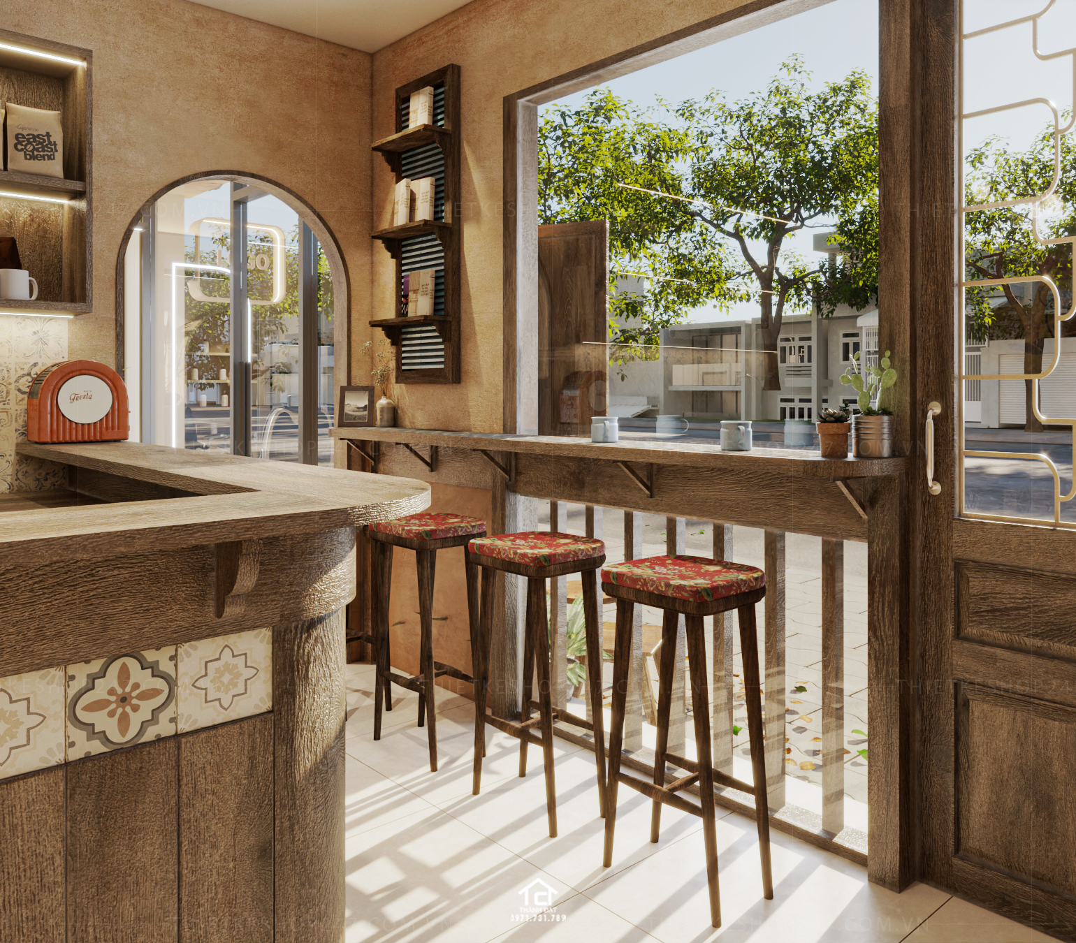 thiết kế tiệm coffee đẹp sang trọng