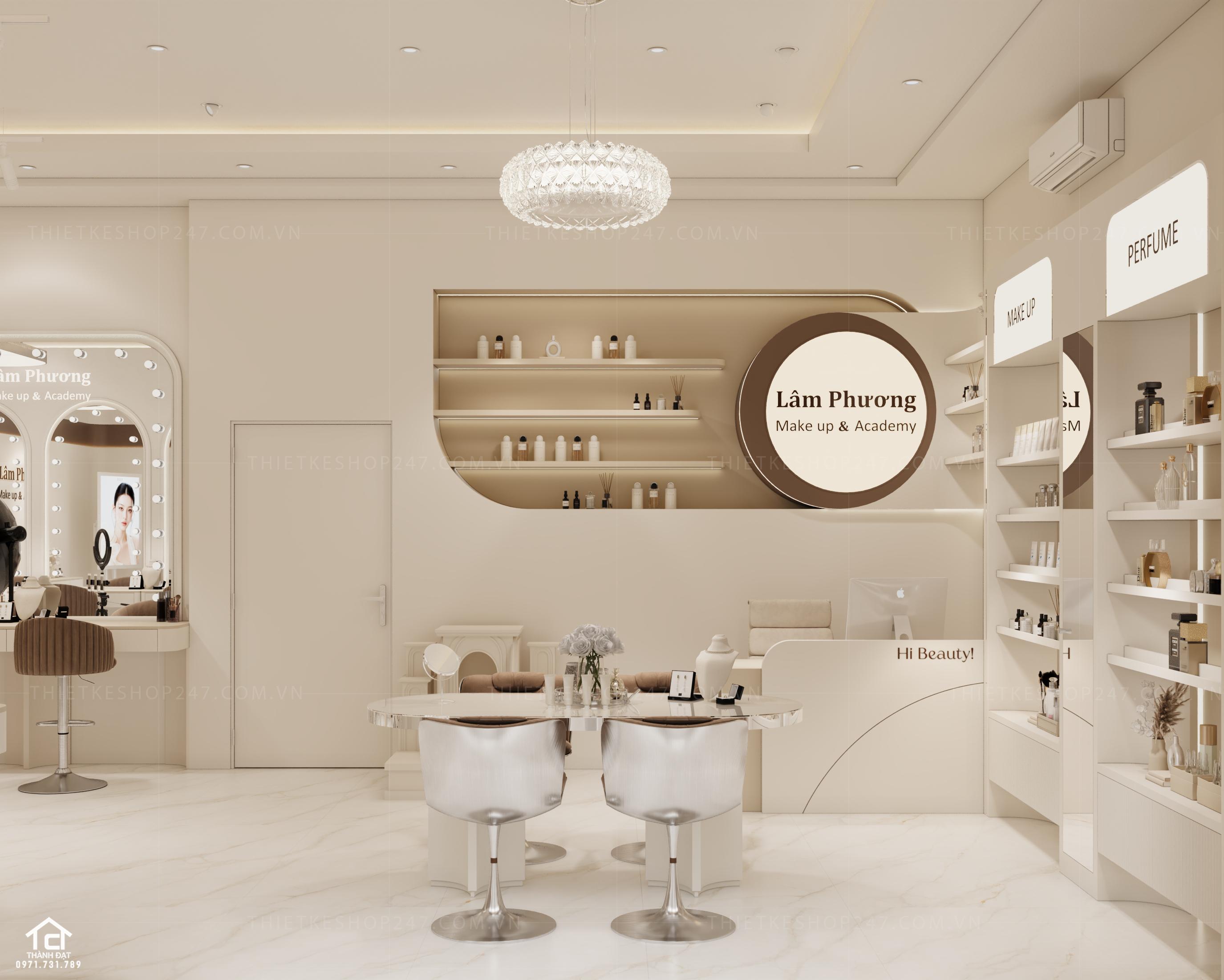 thiết kế tiệm make up đẹp bắt mắt