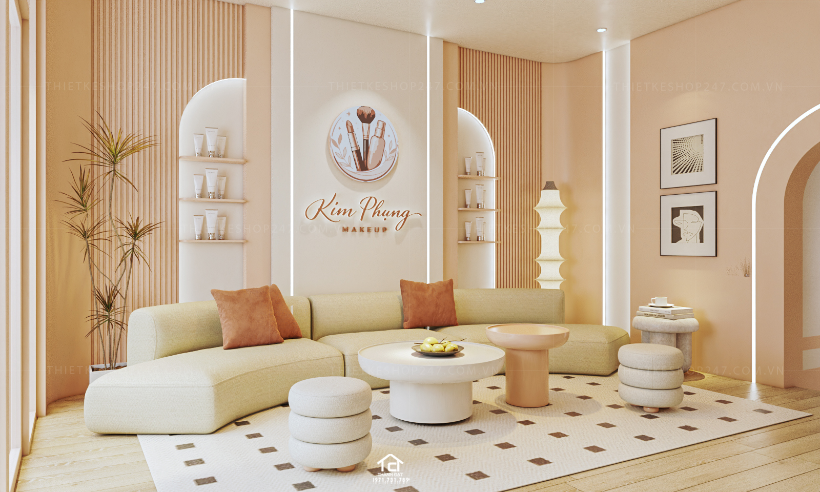 thiết kế tiệm makeup đẹp bắt mắt