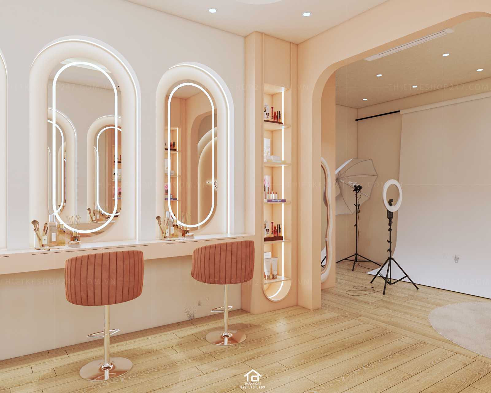 thiết kế tiệm makeup đẹp hiện đại