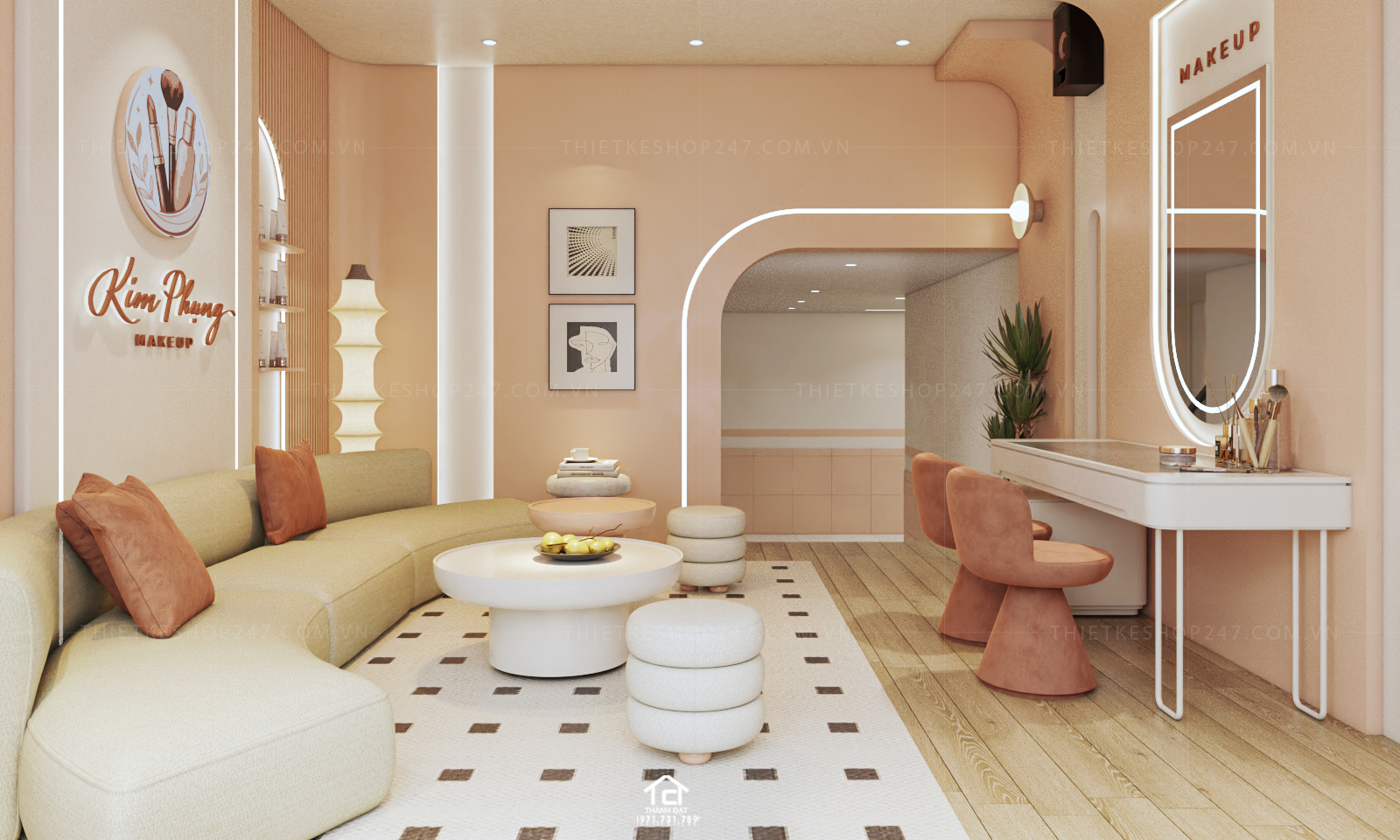 thiết kế tiệm makeup đẹp lôi cuốn