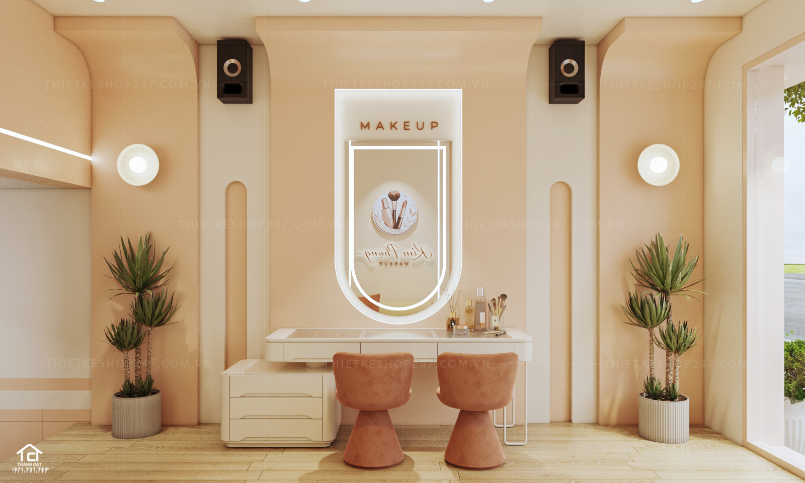 thiết kế tiệm makeup đẹp