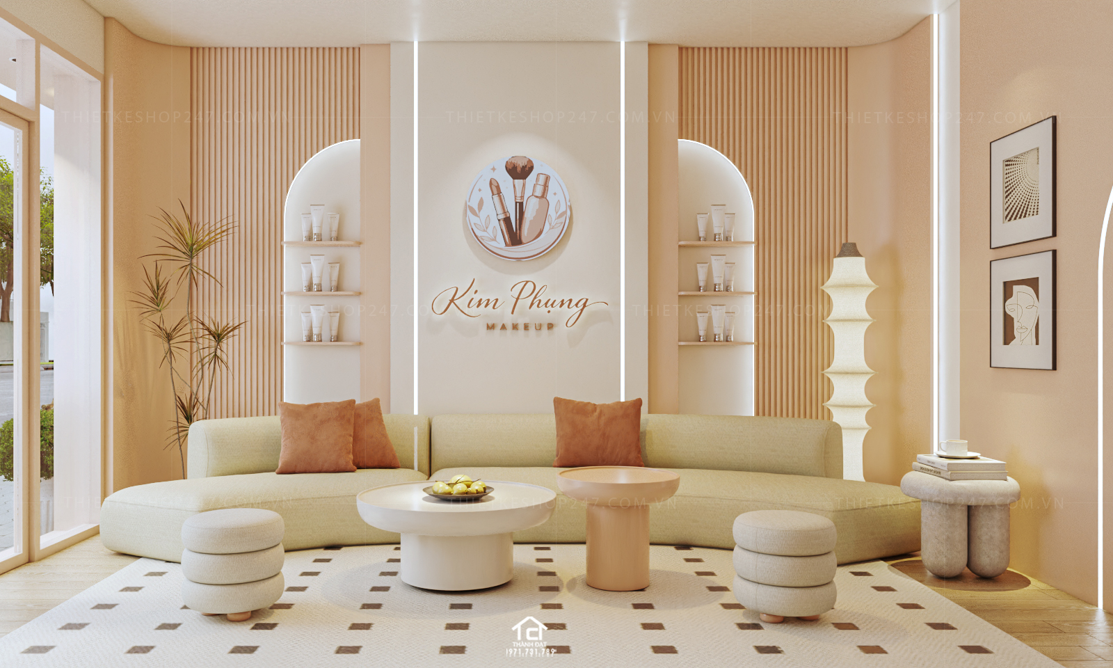 thiết kế tiệm makeup đẹp năng động