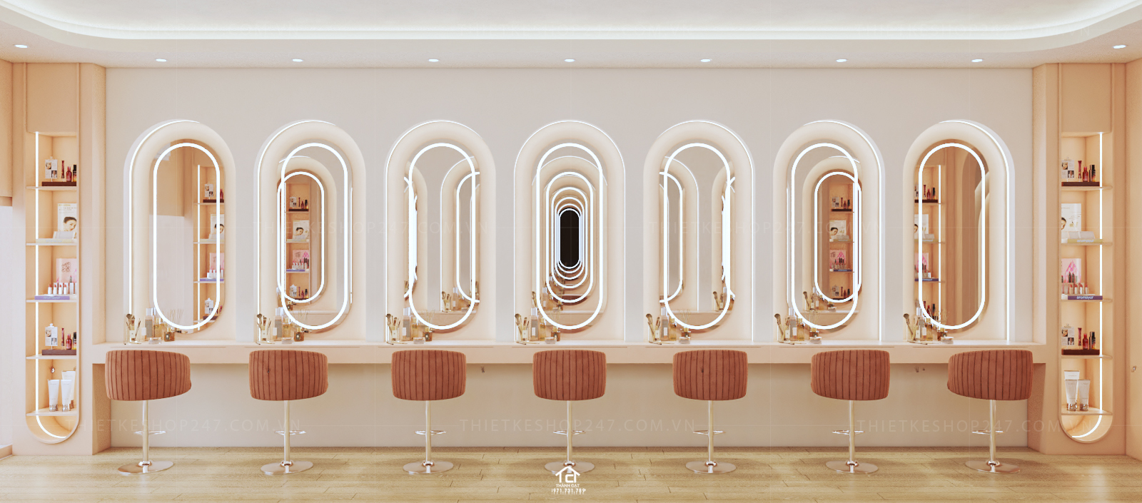 thiết kế tiệm makeup đẹp sáng tạo