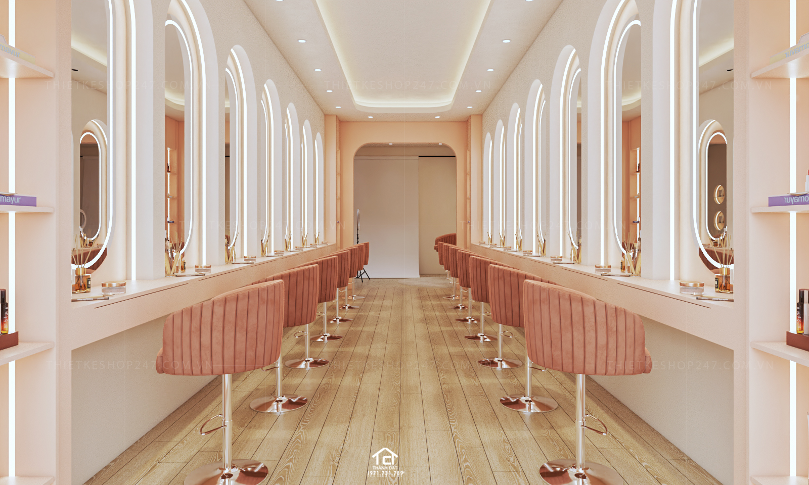 thiết kế tiệm makeup đẹp xinh tươi