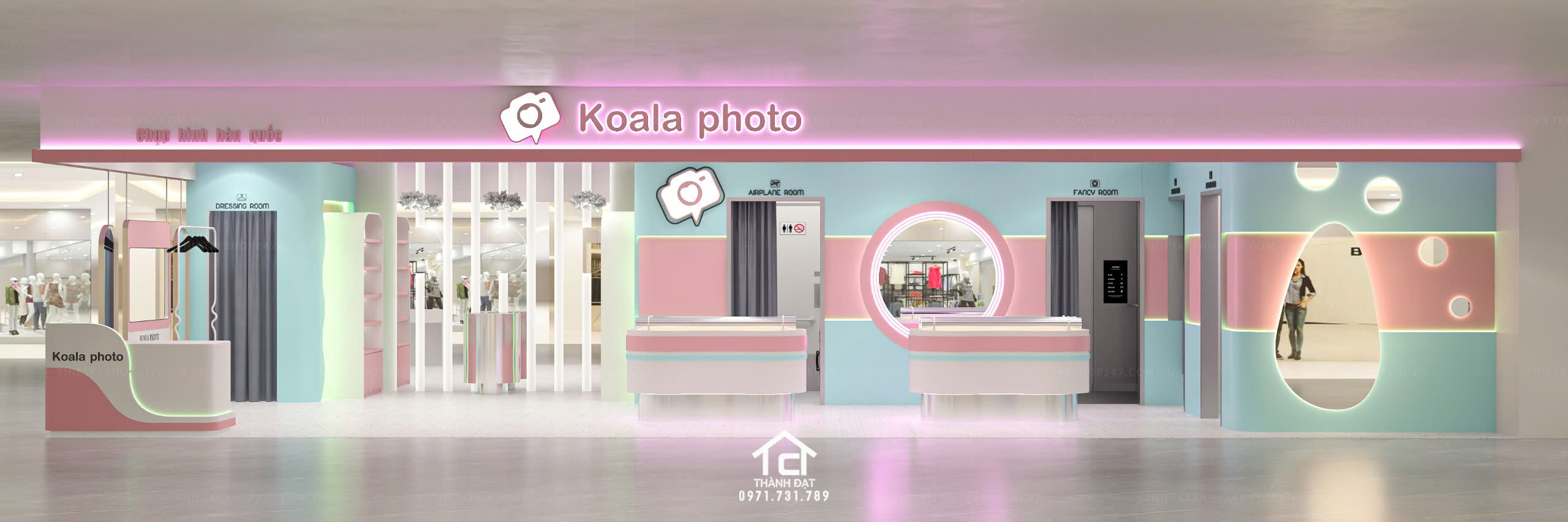 thiết kế tiệm photo booth đẹp sang trọng