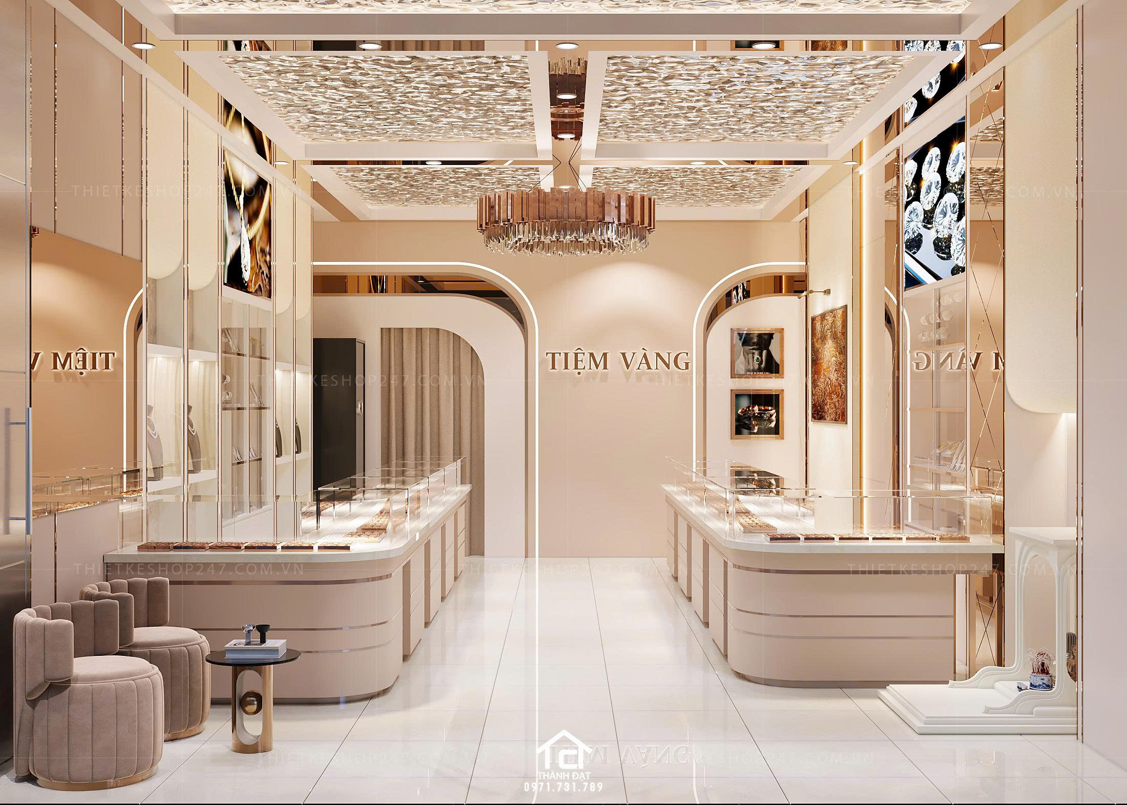 thiết kế tiệm vàng đẹp lung linh