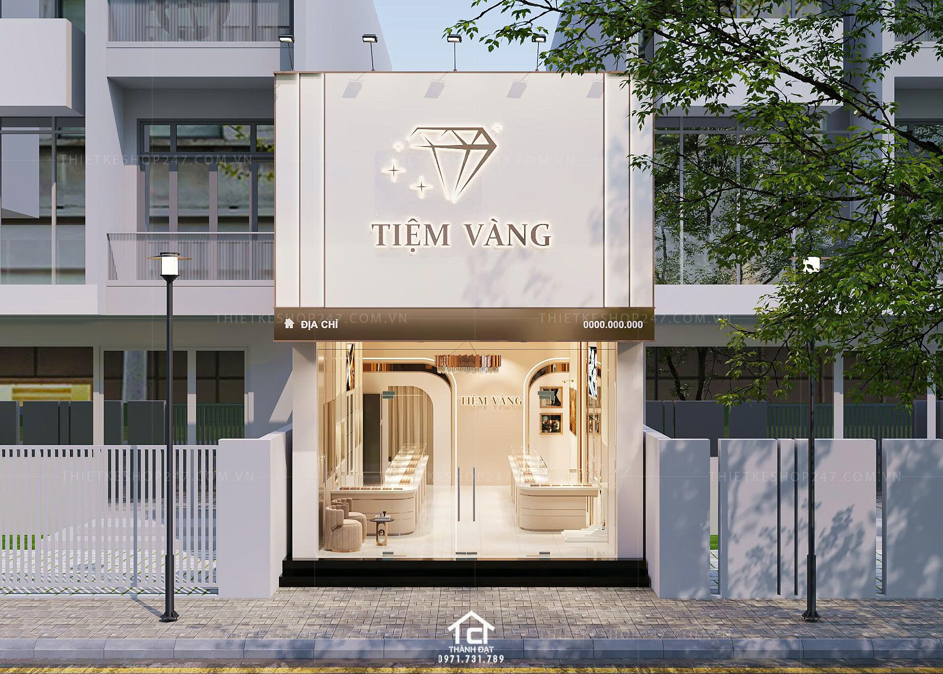 thiết kế tiệm vàng đẹp sang trọng