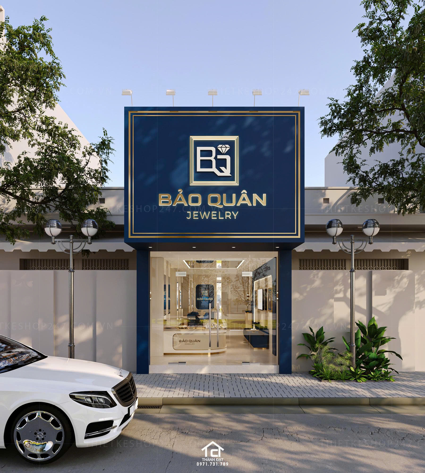 thiết kế tiệm vàng, kim cương đẹp sang trọng