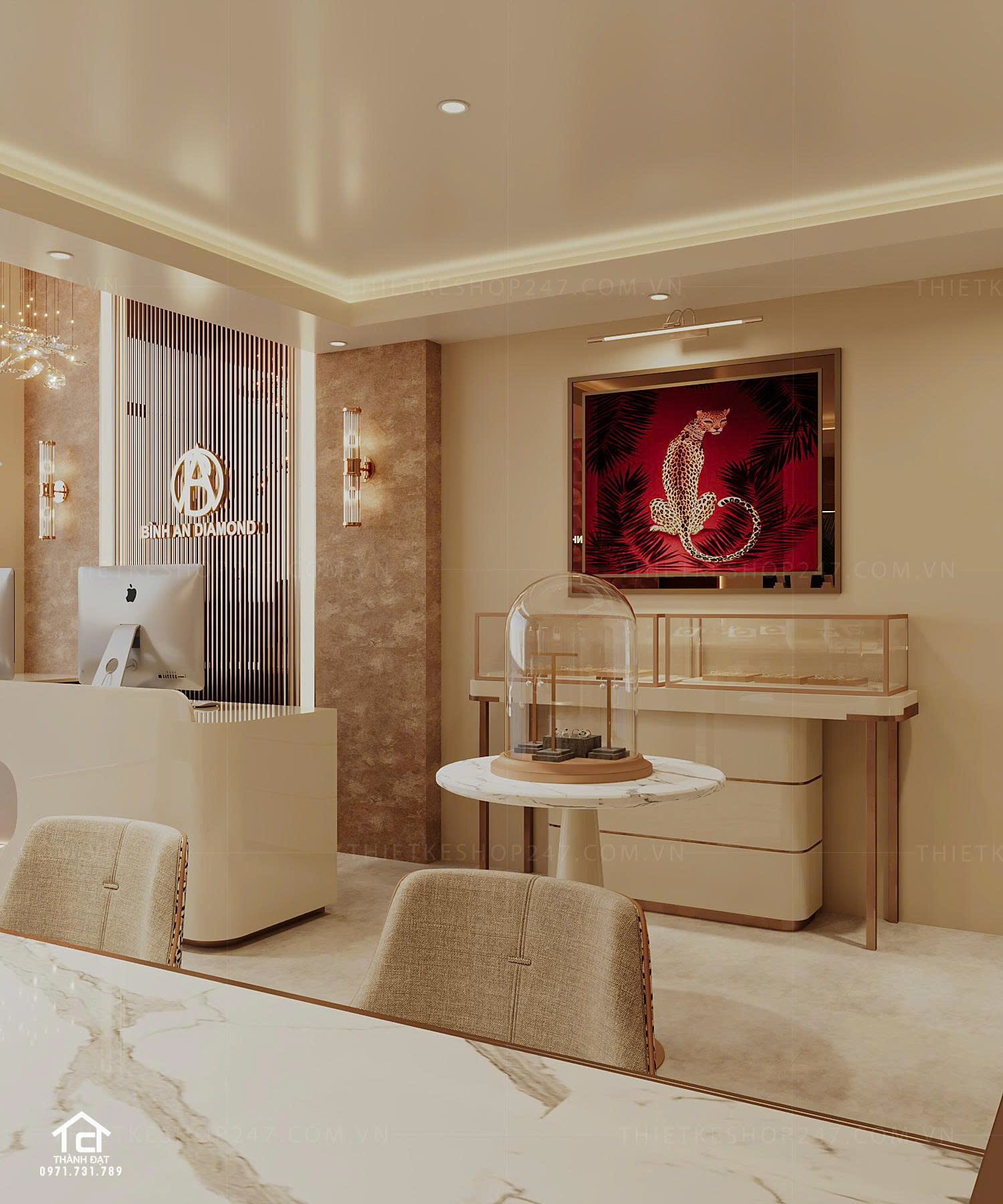 thiết kế tiệm vàng, kim cương đẹp ấn tượng