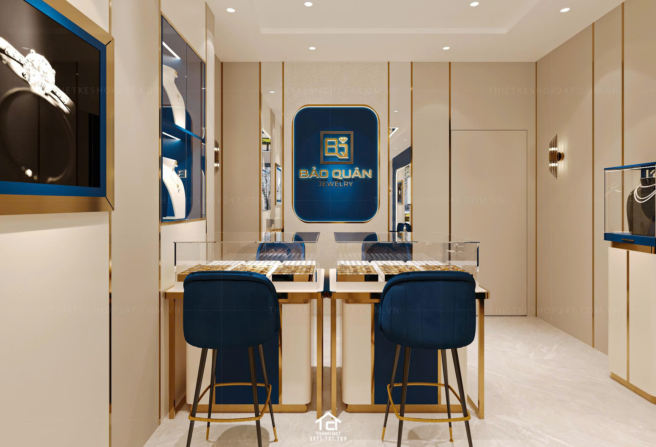 thiết kế tiệm vàng, kim cương đẹp lôi cuốn