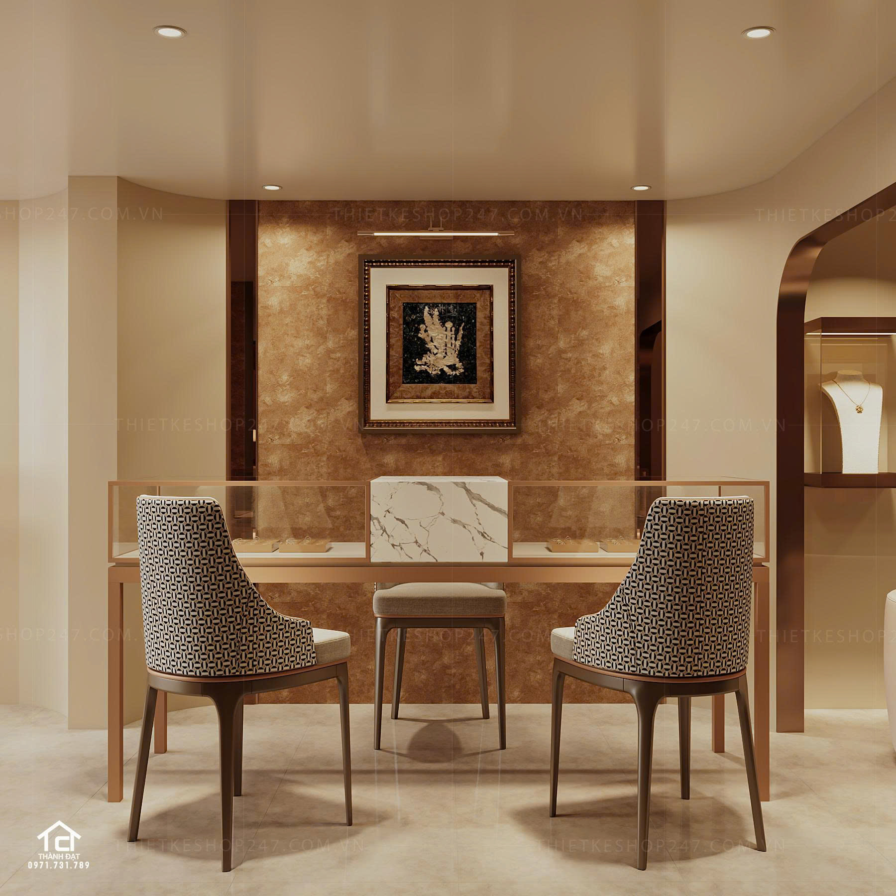 thiết kế tiệm vàng, kim cương đẹp nổi bật