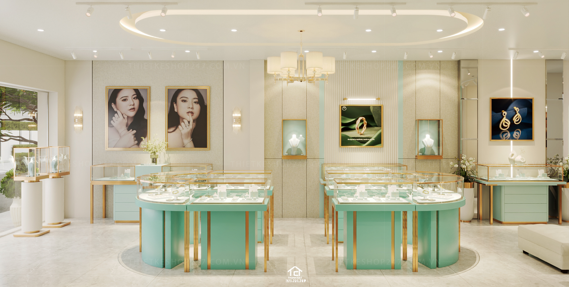 Thiết kế tiệm vàng, kim cương đẹp quyến rũ