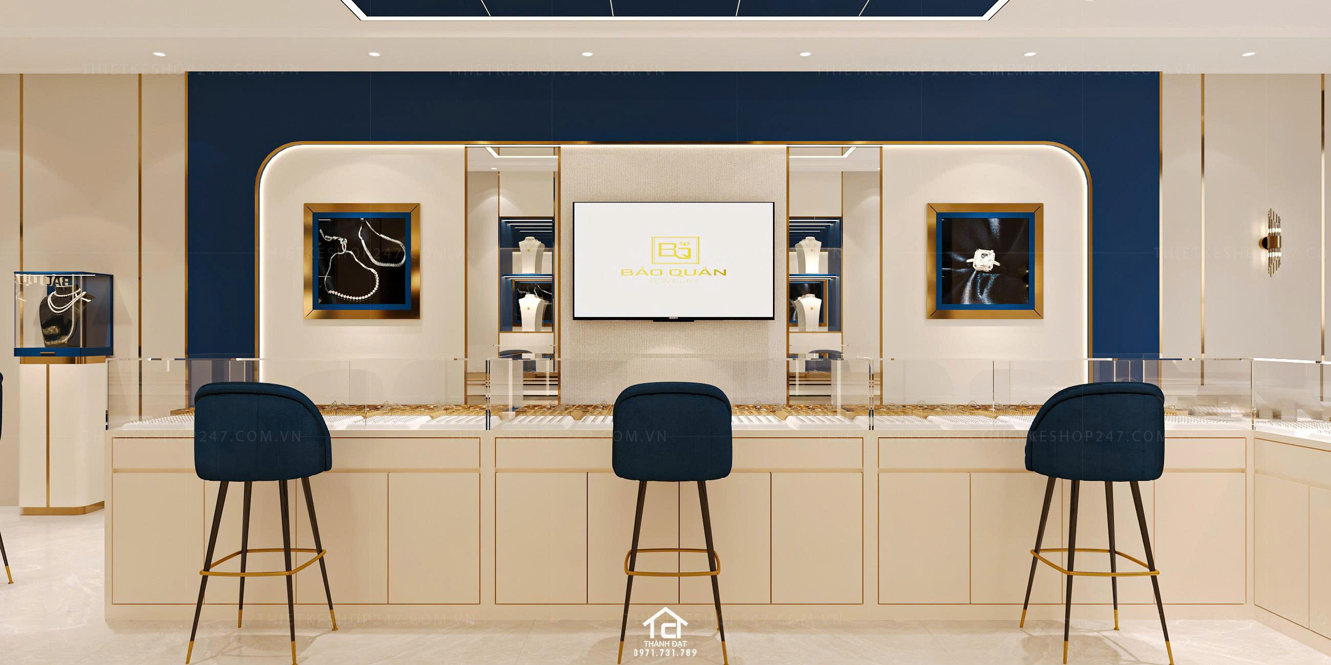 thiết kế tiệm vàng, kim cương đẹp thu hút