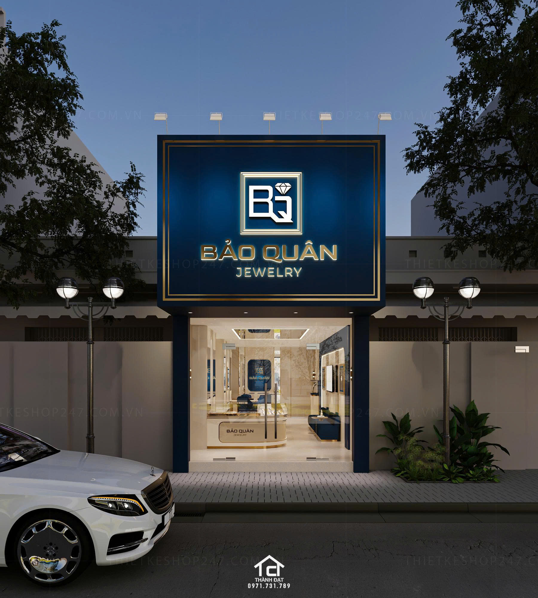 thiết kế tiệm vàng, kim cương đẹp