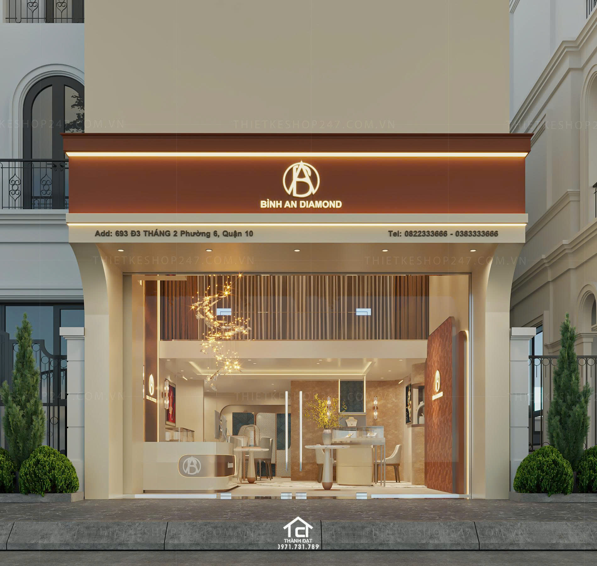 thiết kế tiệm vàng, kim cương đẹp 