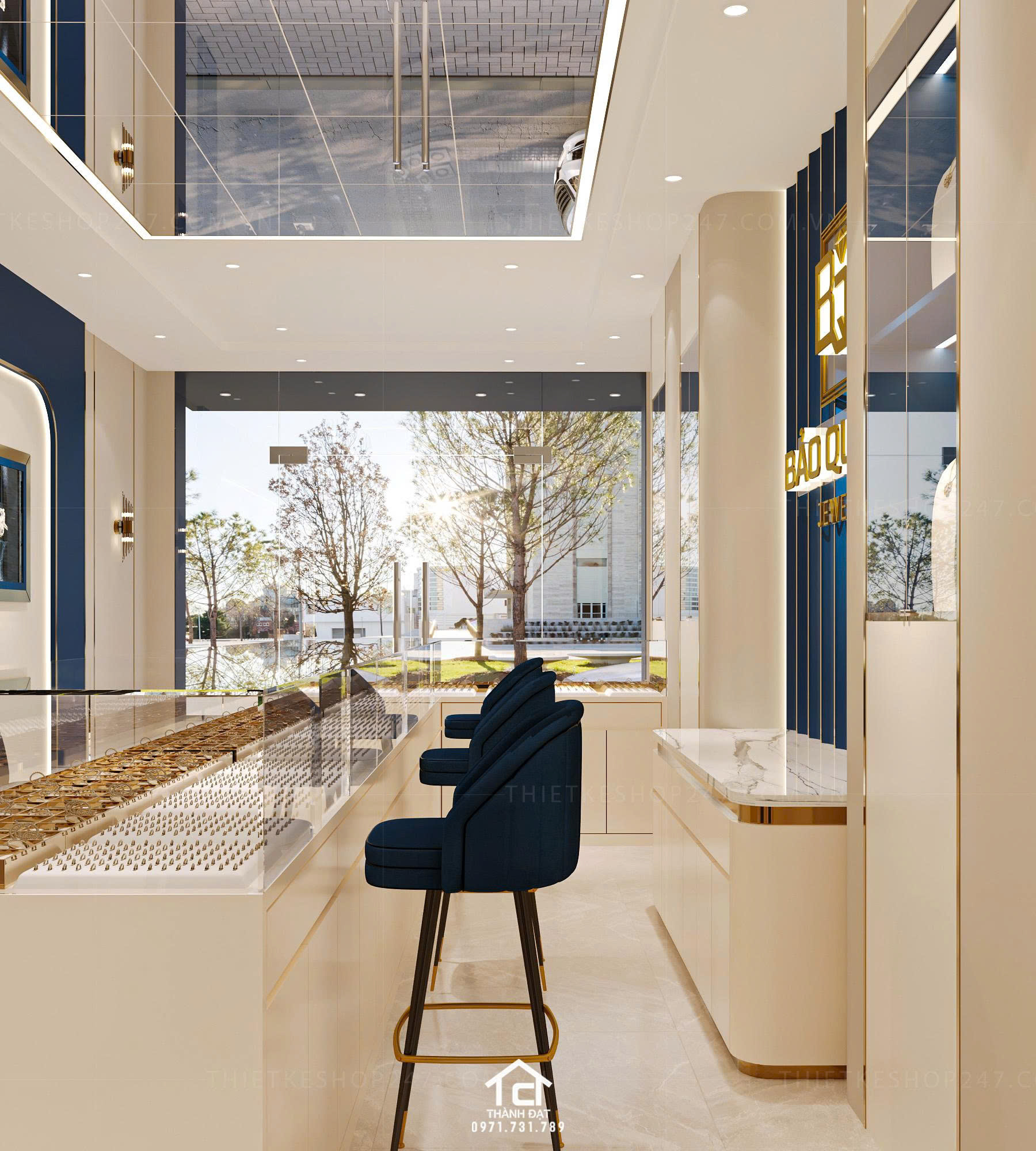 thiết kế tiệm vàng, kim cương nhỏ xinh