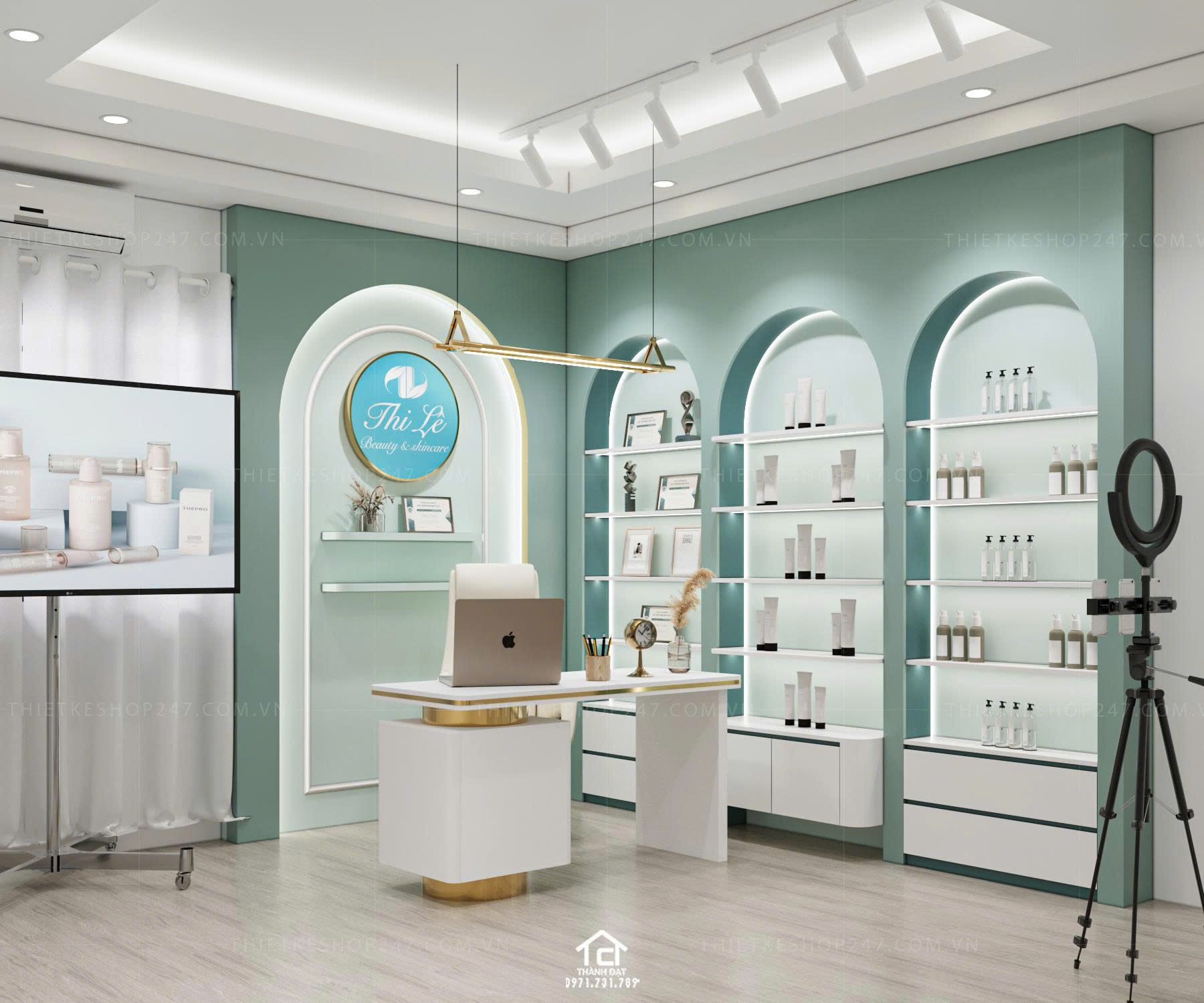 thiết kế vách live stream đẹp màu sắc