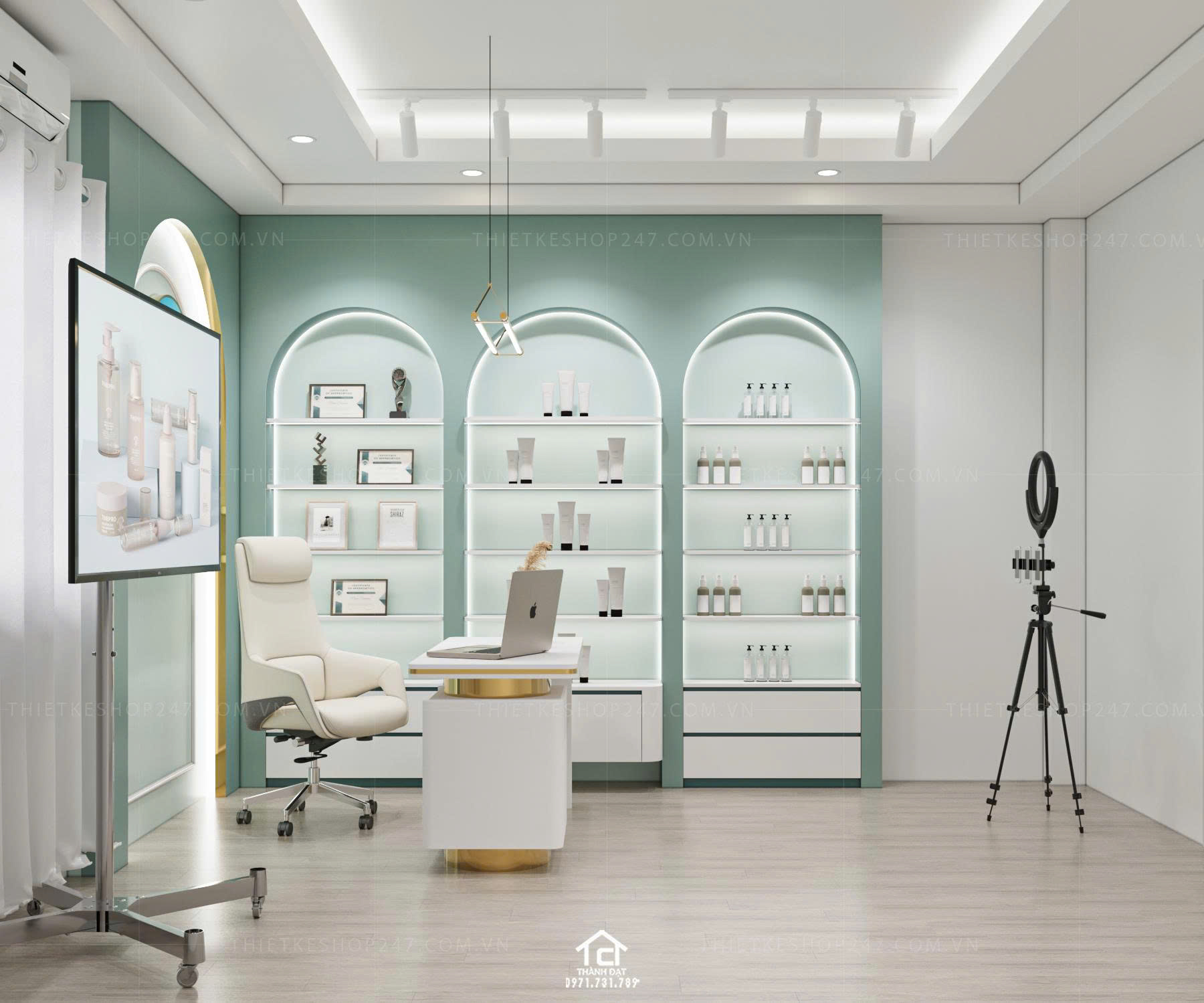 thiết kế vách live stream đẹp sang trọng