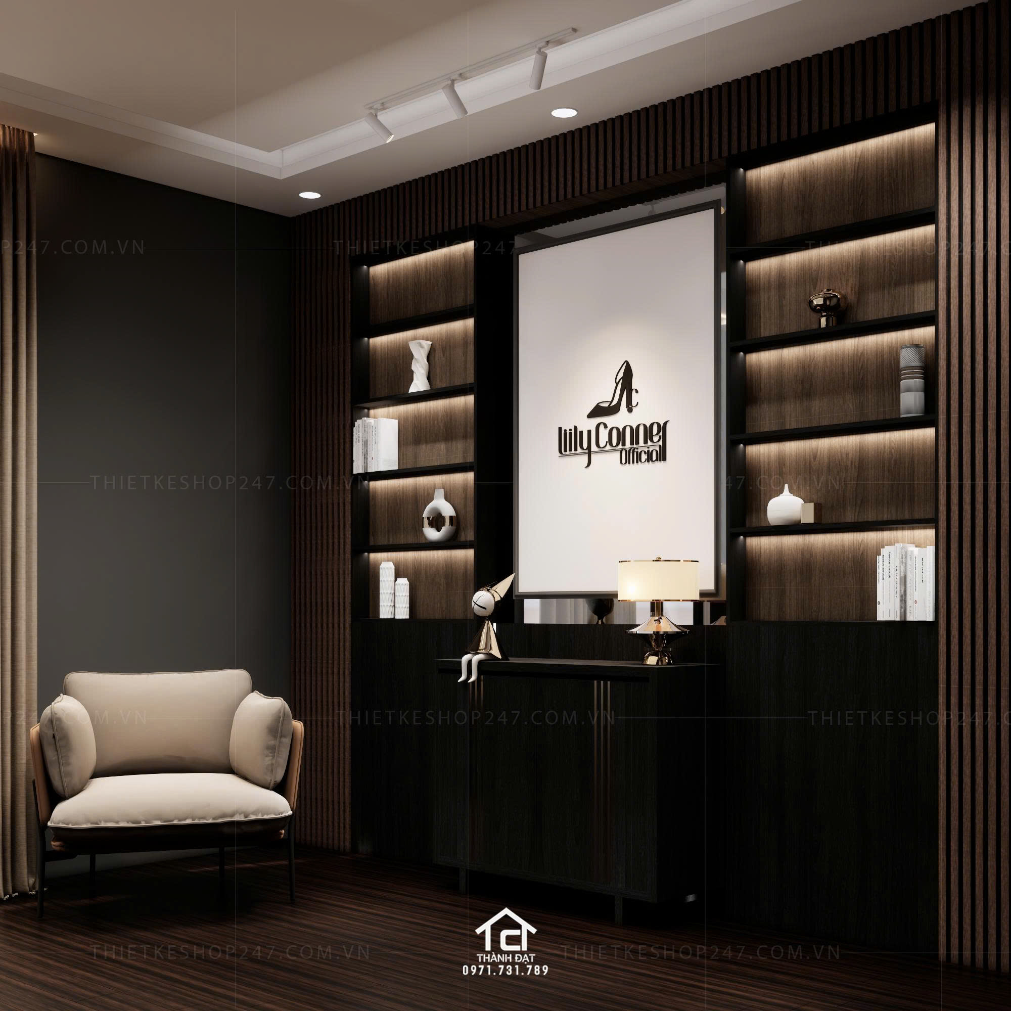 thiết kế vách live stream đẹp hiện đại