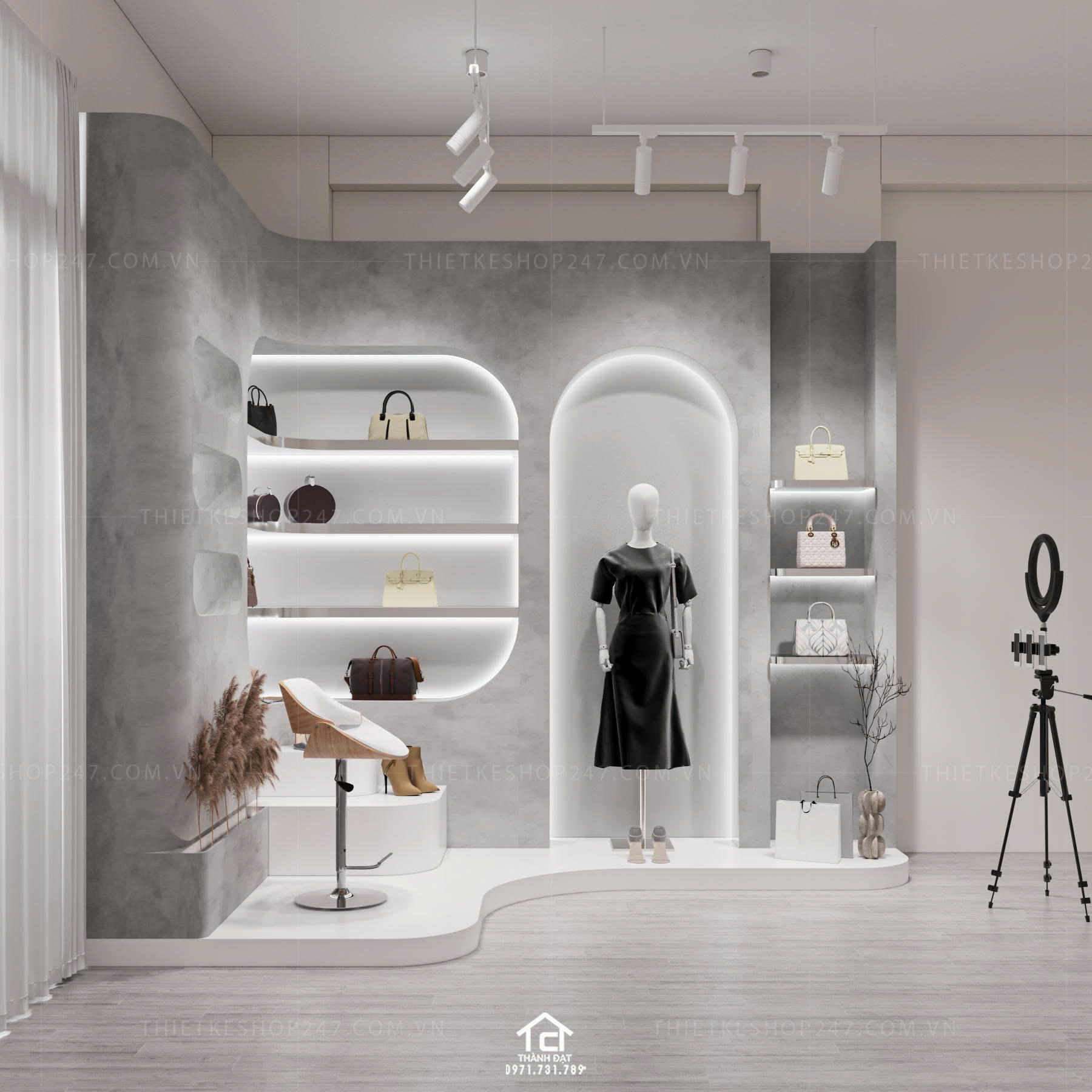 thiết kế vách live stream đẹp sang trọng