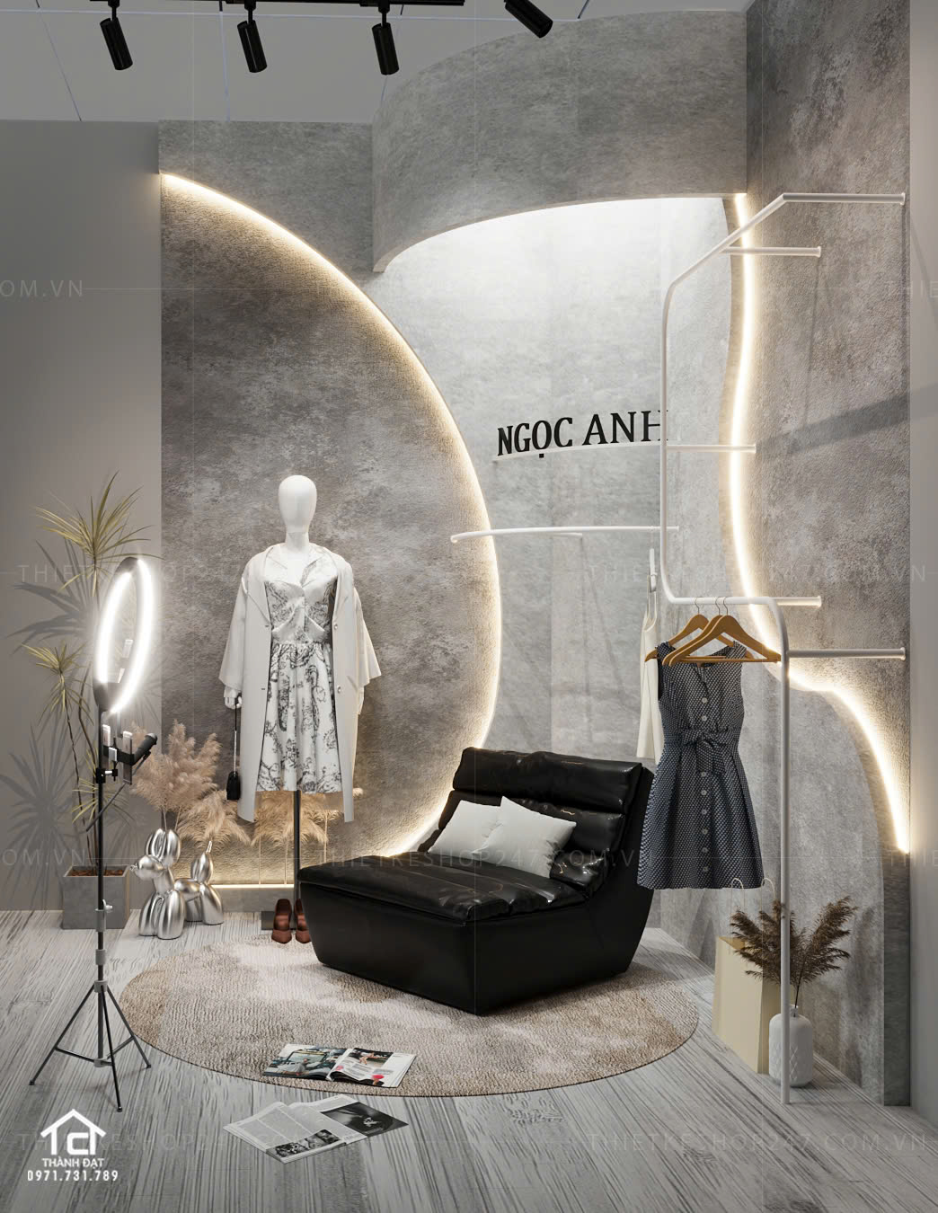 thiết kế vách live stream đẹp sang trọng