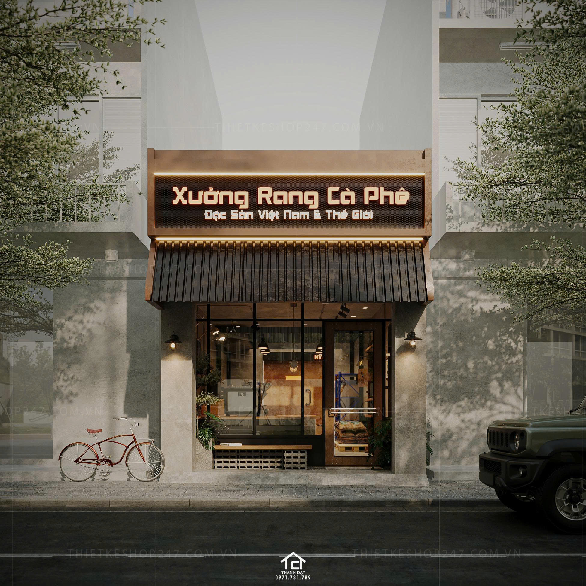 thiết kế xưởng rang cafe đẹp
