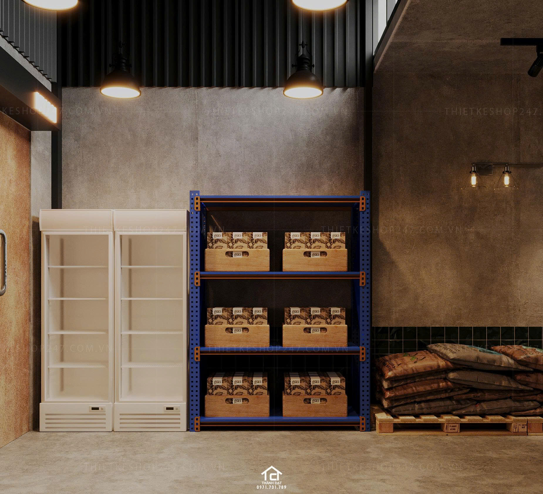thiết kế xưởng rang cafe đẹp